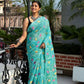 Azure Blue Muslin Jamdani Saree-074