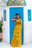 Cyber Yellow Muslin Jamdani Saree-083