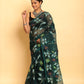 Blue and Green Leafs Muslin Jamdani Saree-089