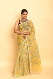 Lemon Green Muslin Jamdani Saree-092