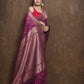 Mercerized cotton jamdani saree With Wine Red -092