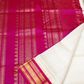 Pure Handloom Korvai Silk Cotton Saree in Rich Cream and Red Border with small Zari checks - 122