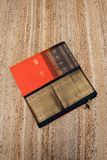 Pure Handloom Korvai Silk Cotton Saree in Fire Orange and Golden Black Border with grand buttas - 128