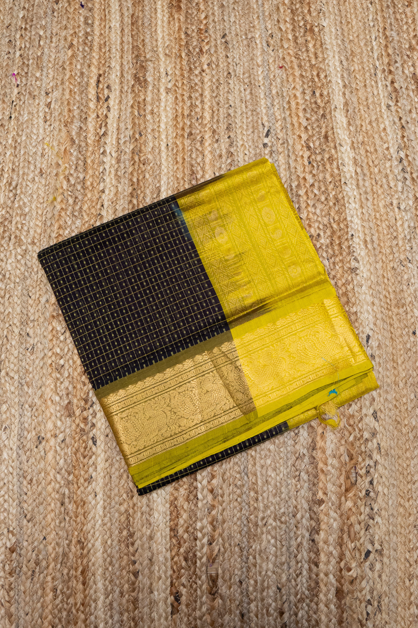 off black yellow Border korvai Saree -134