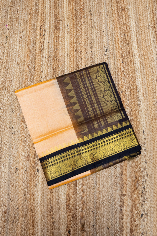 Sand Brown and Black Border  korvai Saree -135