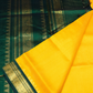 Pure Handloom Korvai Silk Cotton Vairaoosi Saree in Bright Yellow and leaf Green Border - 136