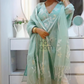 Mint Green Muslin Jamdani 2 Piece Set Kurti & Dupatta - 355