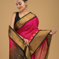 Korvai Saree Lakshadeepam Hot Pink with Black Border - 114