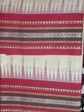 Beige & Berry Red Handloom Vidarbha Tussar Silk Saree with Multicolor Contrast Border -054