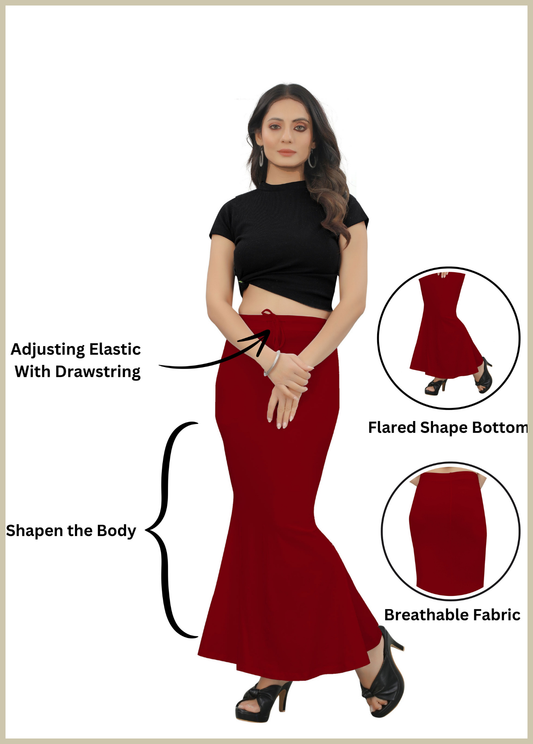 Saree Shapewear Fish Cut Style In Cherry Red Color - 003