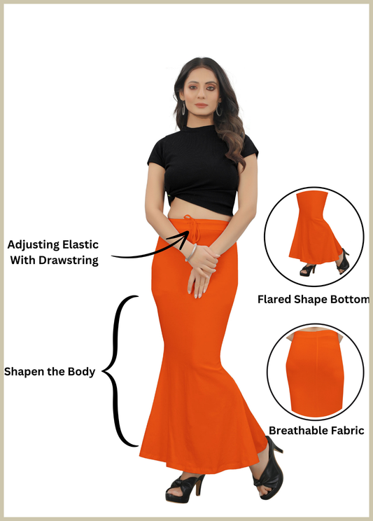 Saree Shapewear Fish Cut Style In Fire Orange Color - 004