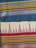 Beige & Blue Red Handloom Vidarbha Tussar Silk Saree with Multicolor Contrast Border -059