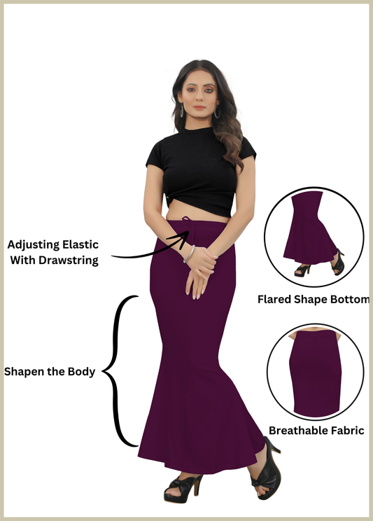 Saree Shapewear Fish Cut Style In Wine Purple Color - 001