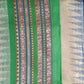 Beige & Green, Handloom Vidarbha Tussar Silk Saree with Multicolor Contrast Border-012