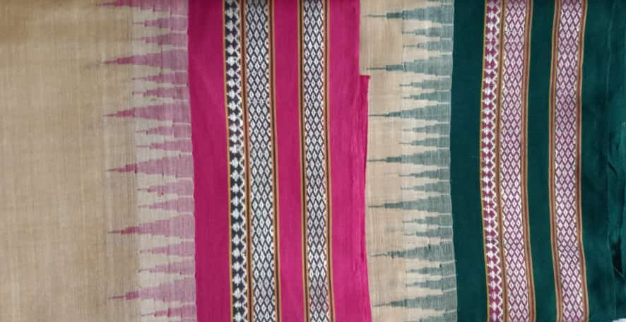 Beige & Pink, Handloom Vidarbha Tussar Silk Saree with Multicolor Contrast Border-020