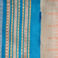 Beige & Blue, Handloom Vidarbha Tussar Silk Saree with Multicolor Contrast Border-023