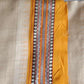 Beige & Orange, Handloom Vidarbha Tussar Silk Saree with Multicolor Contrast Border-024