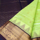 Pure handloom Korvai Saree in Pista Green with Peacock Navy blue Border and grand Golden buttas - 028