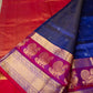 Cobalt Blue with Chilli Red and Silver Border Mayil  Korvai Saree-  010