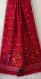 Floral Apple Red Bengal Pure Cotton Jamdani Saree-031