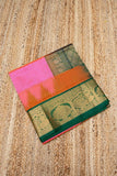 Baby Pink and Forest Green Golden Border Korvai Saree - 087