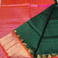 Pure handloom Korvai Saree Lakshadeepam Dark Green With Golden Red Border - 016