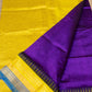 Pure Handloom Korvai Silk Cotton Saree in Blue and Yellow-Blue Border with temple border - 115