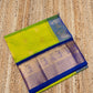 Lime Green With Golden Blue Border Korvai Saree - 116