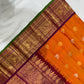 Pure Handwoven Gadwal Silk Saree Pumpkin Orange -002