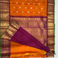 Pure Handwoven Gadwal Silk Saree Pumpkin Orange -002