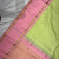 Pure Handwoven Gadwal Silk Saree Lime Green  - 003