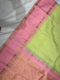 Pure Handwoven Gadwal Silk Saree Lime Green  - 003