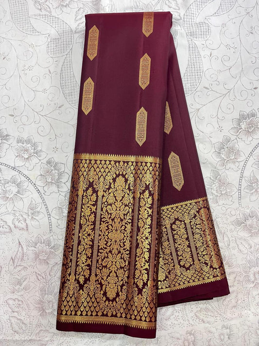 Pure HandwSareeoven Gadwal Silk Saree Red Brown - 005