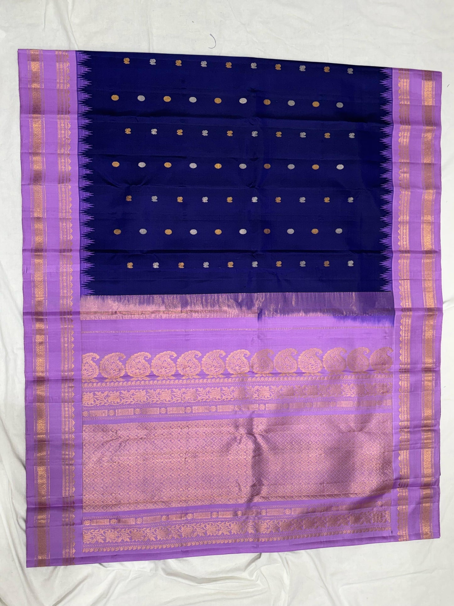 Pure HandwSareeoven Gadwal Silk Saree Midnight Purple -007