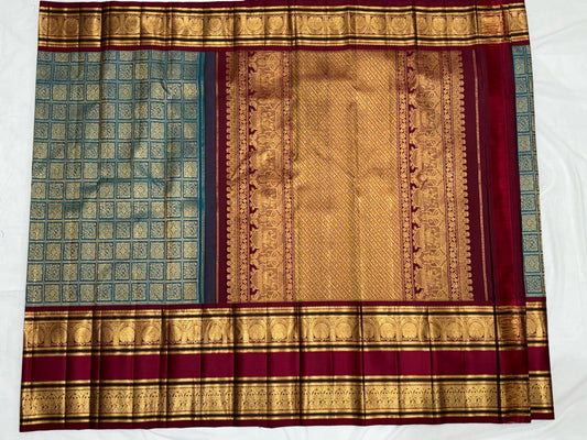 Pure HandwSareeoven Gadwal Silk Saree Blood Red -008