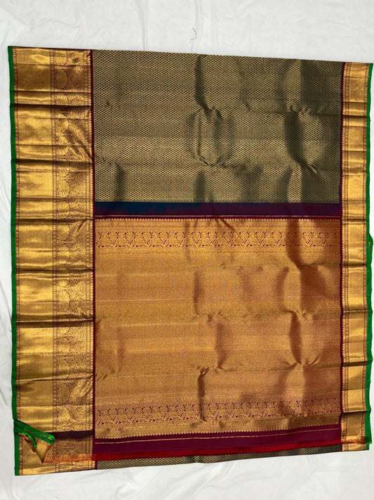 Pure Handwoven Gadwal Silk Saree Pine Green - 026