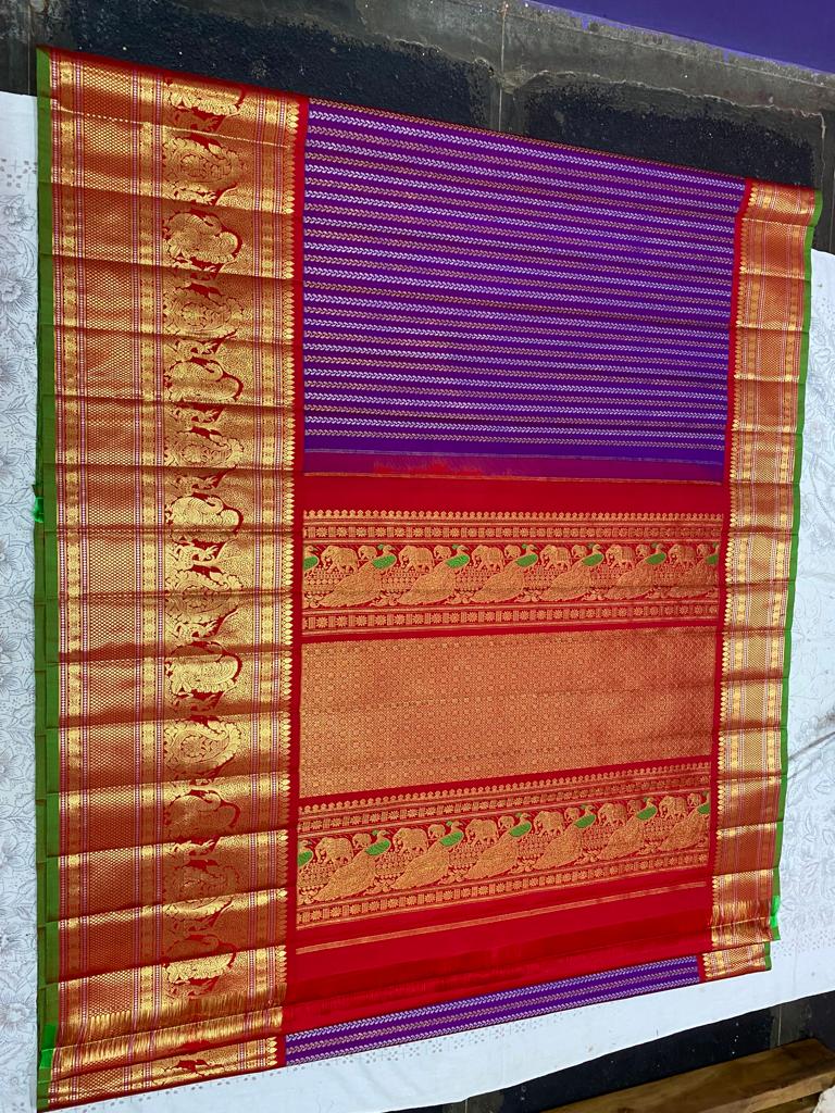 Pure Handwoven Gadwal Silk Saree Ultra Voilet - 029