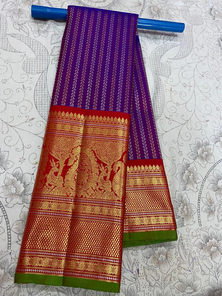 Pure Handwoven Gadwal Silk Saree Ultra Voilet - 029