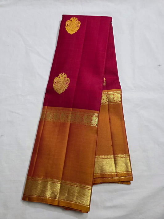 Pure Handwoven Gadwal Silk Saree Ruby Red - 021