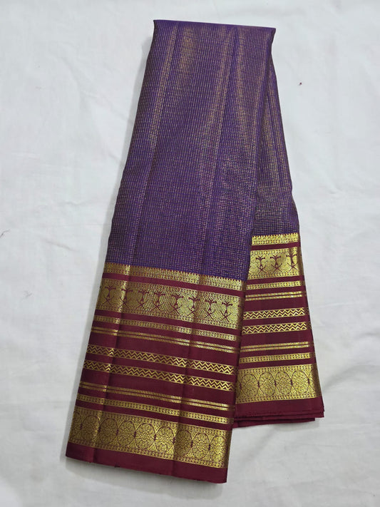 Pure Handwoven Gadwal Silk Saree Pkum Purpule -026