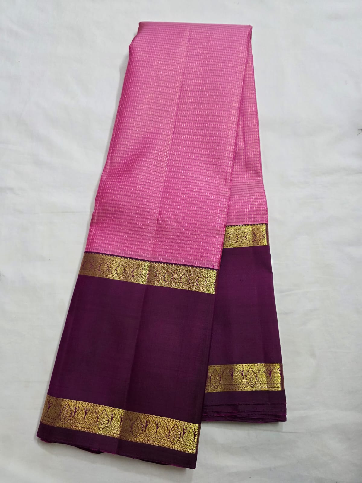 Pure Handwoven Gadwal Silk Saree pink - 031