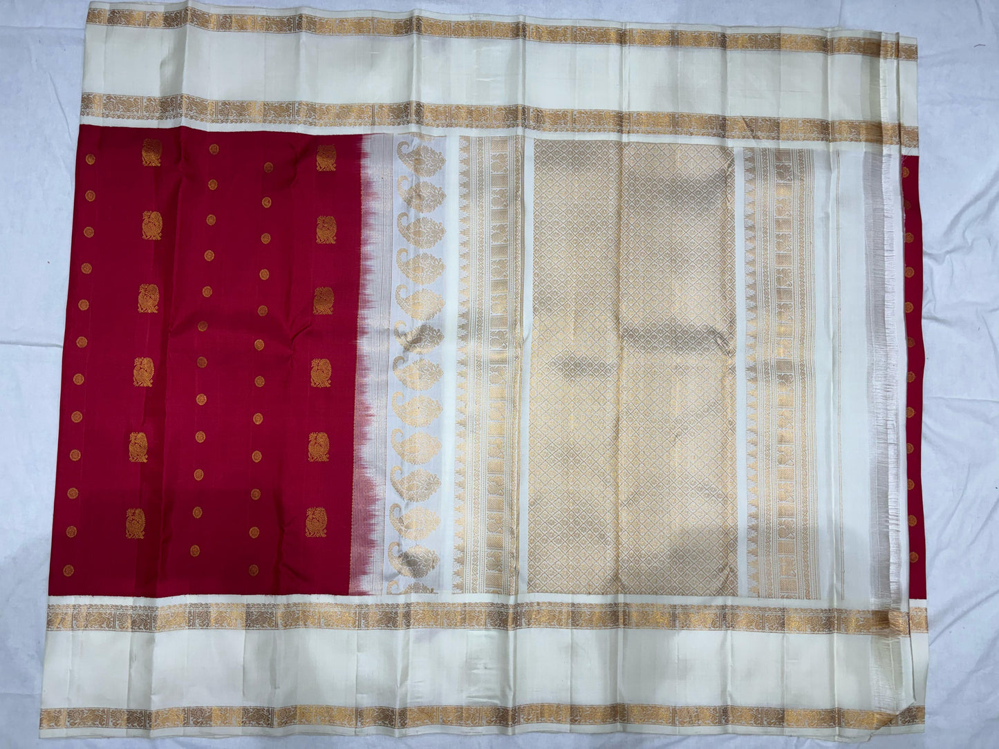 Pure Handwoven Gadwal Silk Saree Cherry Red - 018