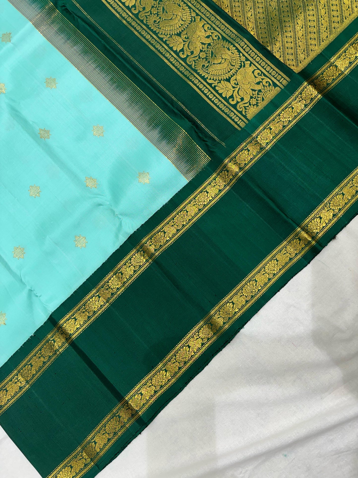 Pure Handwoven Gadwal Silk Saree Sky Blue - 016