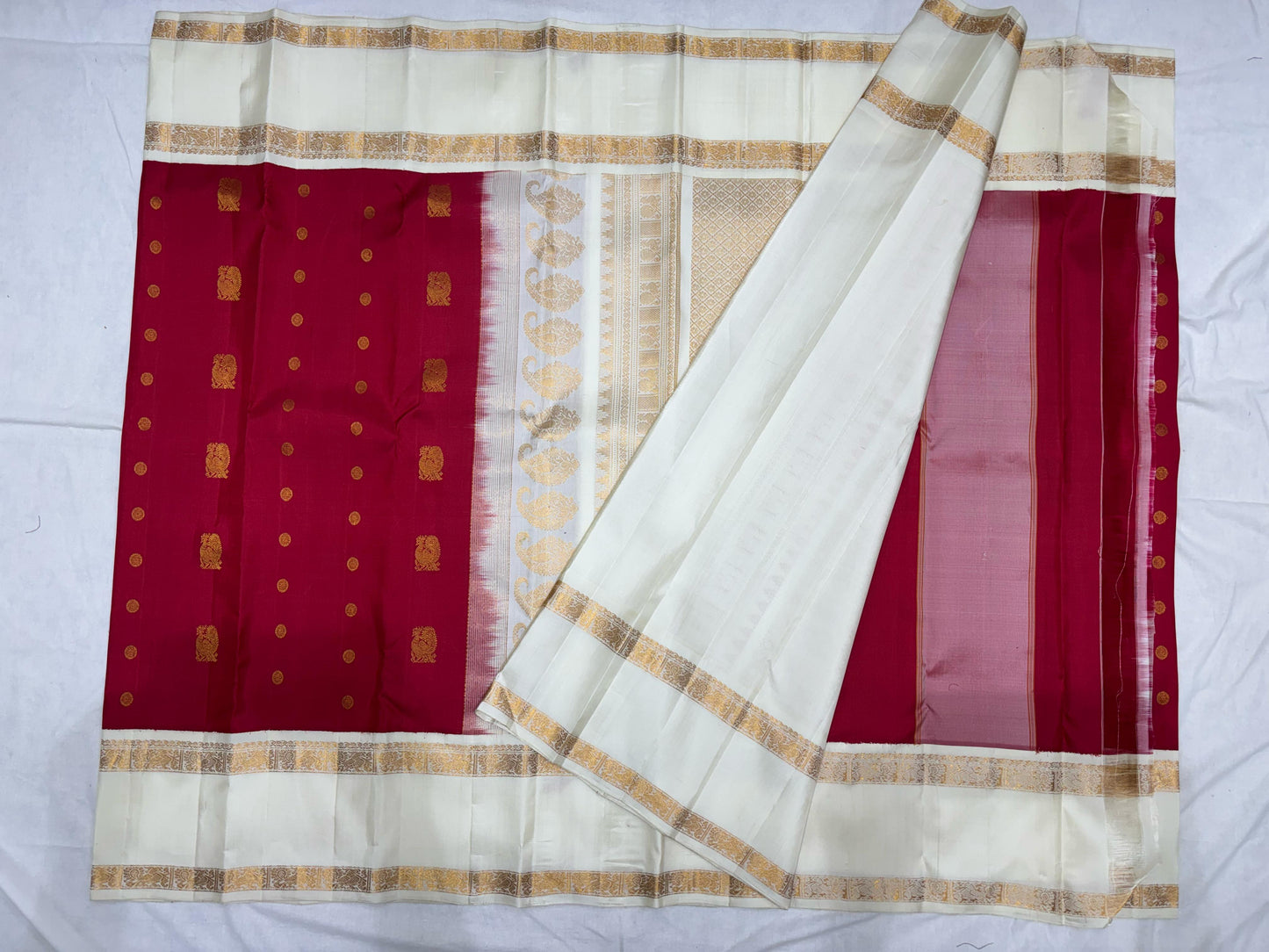 Pure Handwoven Gadwal Silk Saree Cherry Red - 018