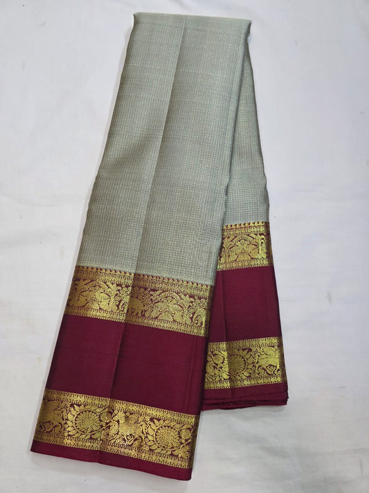 Pure Handwoven Gadwal Silk Saree Smokey Taupe - 035