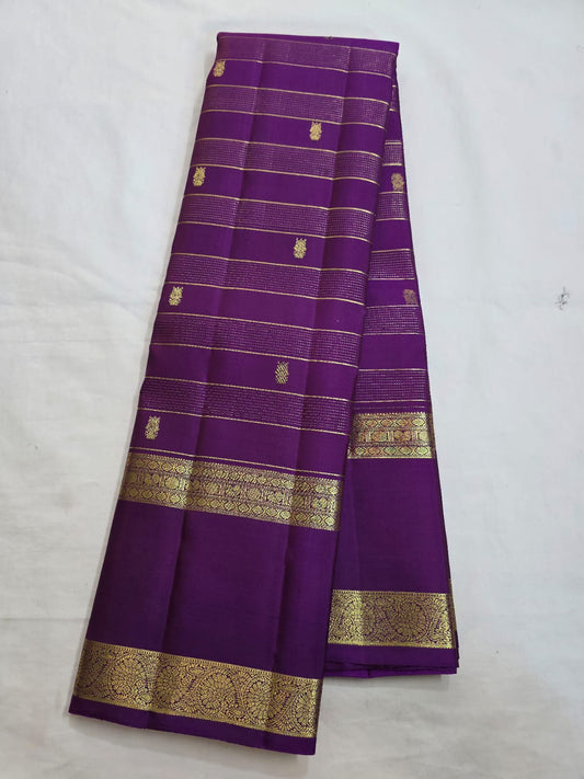 Pure Handwoven Gadwal Silk Saree In Wine Purple-036