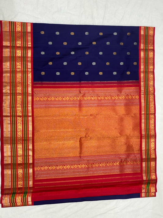 Pure Handwoven Gadwal Silk Saree Cinober Orange - 015