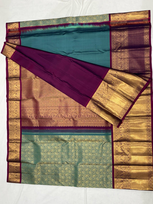 Pure Handwoven Gadwal Silk Saree Nori Green - 033