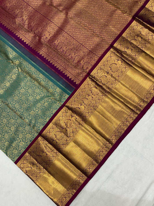 Pure Handwoven Gadwal Silk Saree Nori Green - 033