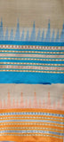 Beige & Blue, Handloom Vidarbha Tussar Silk Saree with Multicolor Contrast Border-023